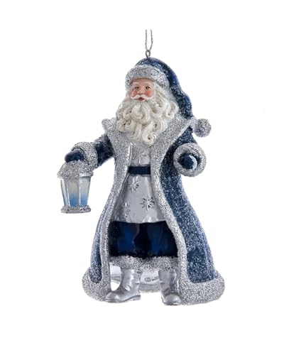 The Bridge Collection Blauer und silberner glitzernder Weihnachtsmann – Nachthimmel Weihnachtsmann Christbaumschmuck Ornament für Urlaubsdekoration – Sternenhimmel Weihnachtsmann Weihnachtsdekoration von The Bridge Collection