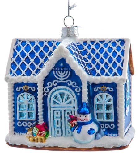 The Bridge Collection Chanukkah-Haus-Ornament – Zuhause für die Feiertage – Chanukka-Baumschmuck – Chanukka-Ornamente – Festival der Lichter Ornament – Menora-Ornament von The Bridge Collection