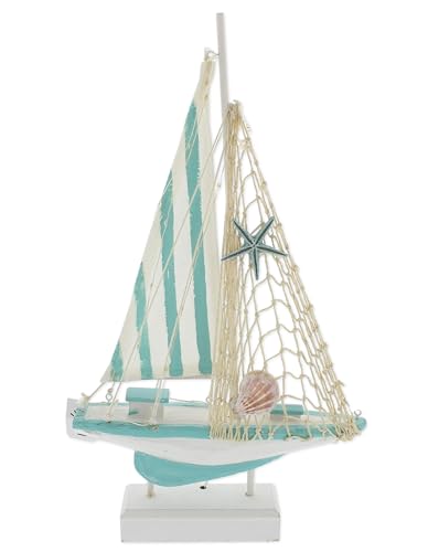 The Bridge Collection Dekoratives LED-Segelboot mit Fischernetz und Muscheln – beleuchtete nautische Figur mit Aqua gestreiftem Segel – Küstenstrand Dekor Akzent für Ozean-Themenzimmer The Bridge Collection Dekoratives LED-Segelboot mit Fischernetz und Muscheln – beleuchtete nautische Figur mit Aqua gestreiftem Segel – Küstenstrand Dekor Akzent für Ozean-Themenzimmer von The Bridge Collection