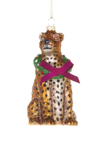 The Bridge Collection Festliches Leoparden-Ornament aus Glas, 11,4 cm, Leoparden-Gepard mit Kranz, Weihnachtsdekoration, Wildtier-Dekoration The Bridge Collection Festliches Leoparden-Ornament aus Glas, 11,4 cm, Leoparden-Gepard mit Kranz, Weihnachtsdekoration, Wildtier-Dekoration von The Bridge Collection