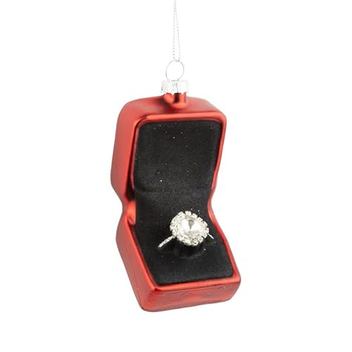 The Bridge Collection Glas Verlobungsring Weihnachten Ornament - Hochzeit Andenken Rot Ring Box Ornament für Antrag, Brautpaare The Bridge Collection Glas Verlobungsring Weihnachten Ornament - Hochzeit Andenken Rot Ring Box Ornament für Antrag, Brautpaare von The Bridge Collection