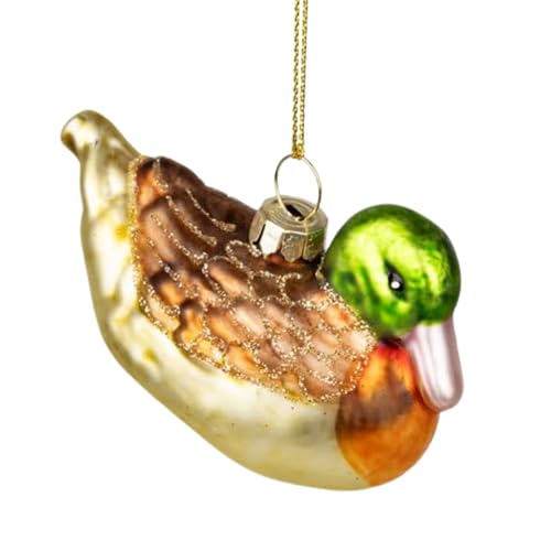 The Bridge Collection Glasente Weihnachtsschmuck - Festlicher Weihnachtsbaumschmuck - Bunte Stockente Ornament für Natur- und Vogelliebhaber von The Bridge Collection
