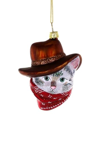 The Bridge Collection Glasfigur "Wild West Kitten" – 8,9 cm Cowboy-Katze Weihnachtsdekoration – Western-Urlaubsdekoration von The Bridge Collection