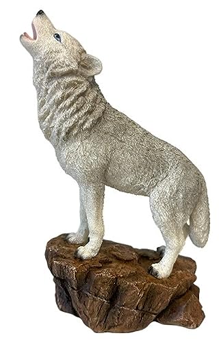 The Bridge Collection Grauer Wolf Heulende Figur - Wolf Figur für Wohnkultur - Wolf Dekor für Native Mountain Cabin Decor von The Bridge Collection