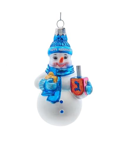 The Bridge Collection Happy Chanukka Schneemann Ornament – glitzernder festlicher Schneemann Ornament für Urlaubsdekoration – jüdischer Schneemann aus Glas von The Bridge Collection