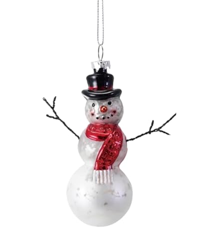 The Bridge Collection Merkur-Glas-Schneemann-Ornament – 10,8 cm Vintage-Stil Schneemann – traditioneller Schneemann – Knopfaugen, Karottennase, roter Schal, Zylinder und Stabarme The Bridge Collection Merkur-Glas-Schneemann-Ornament – 10,8 cm Vintage-Stil Schneemann – traditioneller Schneemann – Knopfaugen, Karottennase, roter Schal, Zylinder und Stabarme von The Bridge Collection