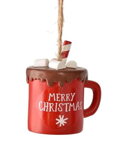The Bridge Collection Merry Christmas Red Hot Kakaotasse Ornament – Tasse mit heißer Schokolade Weihnachtsbaumschmuck – Comfort Food Ornament von The Bridge Collection