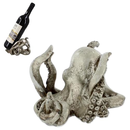 The Bridge Collection Octopus Weinflaschenhalter – Ozean-Themen-Weinflaschen-Display – Küstenoktopus-Figur, perfekt für Bartheke oder Küchen-Display von The Bridge Collection