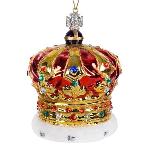 The Bridge Collection Royal Crown Weihnachtsschmuck – Glas Regal Krone Dekoration mit Schmuckakzenten – Elegante britische Königsfamilie Feiertagsdekoration von The Bridge Collection