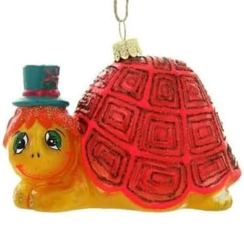 The Bridge Collection Schildkröten-Ornament aus Glas im Vintage-Stil – festliche Weihnachtsschildkröte – Tier-Weihnachtsdekoration von The Bridge Collection