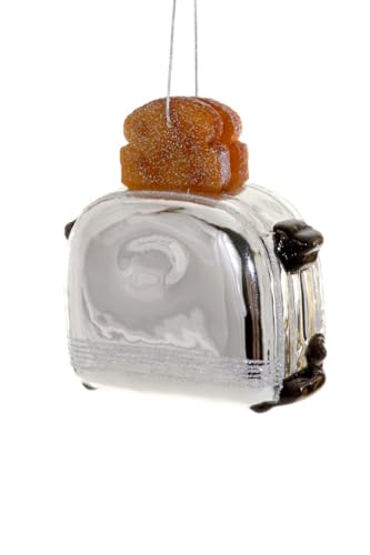 The Bridge Collection Silberner Toaster mit Toast-Ornament – Frühstücksessen Weihnachtsbaumschmuck – Feiertagsbrot Ornament für Feinschmecker von The Bridge Collection