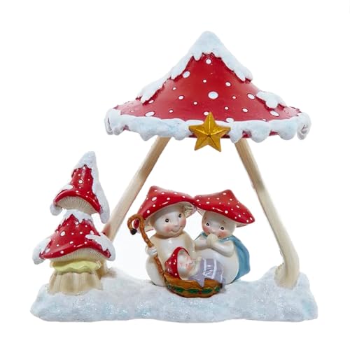 The Bridge Collection Weihnachtskrippe in Pilzfamilie mit rot und weiß gepunktetem Baldachin und goldfarbenem Stern, Weihnachtsdekoration, Jesuskind zur Geburt inspiriert, Weihnachtspilz-Tischaufsatz The Bridge Collection Weihnachtskrippe in Pilzfamilie mit rot und weiß gepunktetem Baldachin und goldfarbenem Stern, Weihnachtsdekoration, Jesuskind zur Geburt inspiriert, Weihnachtspilz-Tischaufsatz von The Bridge Collection