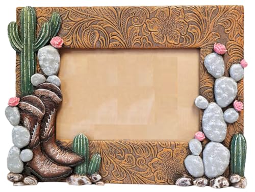 The Bridge Collection Westernstiefel und Kaktus-Bilderrahmen, 10,2 x 15,2 cm, Western-Heimdekor-Artikel, Bilderrahmen für Western-, Cowgirl- oder Landhausdekoration von The Bridge Collection