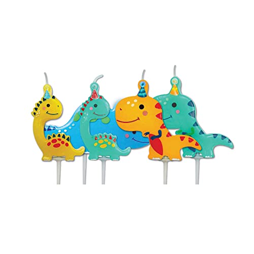 Anniversary House Dinosaurier Party Geburtstagskerzen für Kuchen, 5 Stück, Mehrfarbig, Feier Cake Topper Dekoration, 7,3 Zentimeter, AHC223 Anniversary House Dinosaurier Party Geburtstagskerzen für Kuchen, 5 Stück, Mehrfarbig, Feier Cake Topper Dekoration, 7,3 Zentimeter, AHC223 von Anniversary House