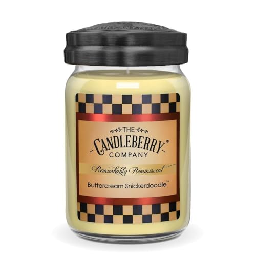 Candleberry Duftkerze im Glas mit Deckel - Buttercream Snickerdoodle (570g) - Intensiv duftende ganzjährige Kerze bis zu 160h Brenndauer für jeden Anlass, langlebig und handgegossen in den USA von The Candleberry Company