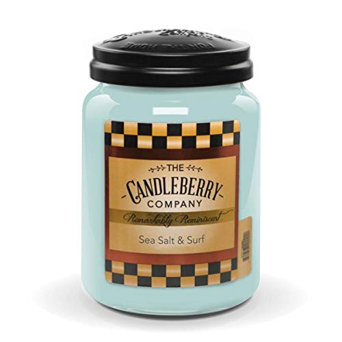 Candleberry Duftkerze im Glas mit Deckel - Sea Salt & Surf (570g) - Intensiv duftende ganzjährige Kerze bis zu 160h Brenndauer für jeden Anlass, langlebig und handgegossen in den USA von The Candleberry Company