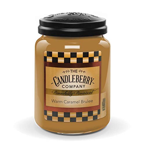 Candleberry Duftkerze im Glas mit Deckel - Warm Caramel Brulee (570g) - Intensiv duftende ganzjährige Kerze bis zu 160h Brenndauer für jeden Anlass, langlebig und handgegossen in den USA von The Candleberry Company