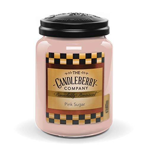 Candleberry Duftkerze im Glas mit Deckel - Pink Sugar (570g) - Intensiv duftende ganzjährige Kerze bis zu 160h Brenndauer für jeden Anlass, langlebig und handgegossen in den USA von The Candleberry Company