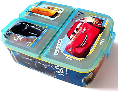 Premium Brotdose Cars Lunchbox mit 3 Fächern, Bento Brotbox für Kinder - ideal für Schule, Kindergarten oder Freizeit von The Cars