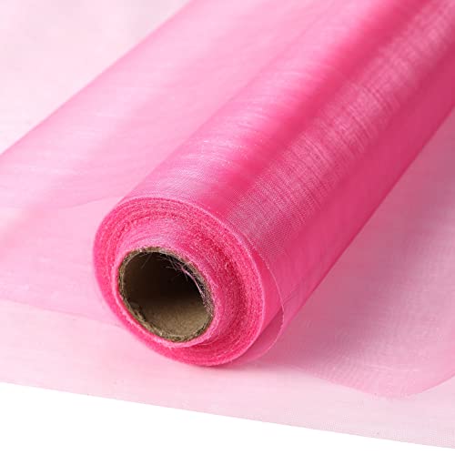 30m x 30cm Stoff Tischläufer Tüll Rolle Organza Transparent Rolle Organza Durchscheinender Stoff Elegant Dekotuch für Hochzeit Stuhl Tischdekoration DIY Handwerk (Hot Pink) von The Chair Cover Company