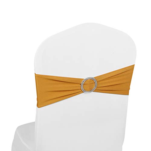 The Chair Cover Company Elastische Stuhlhussen aus Spandex mit Schnalle für Hochzeiten, Partys, Zulieferer, Dekorationen, Gold, 50PCS von The Chair Cover Company