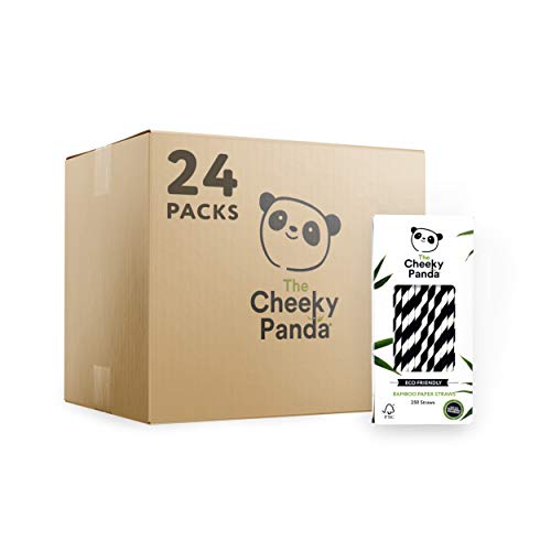 The Cheeky Panda - Bambus Strohhalme - 24x 250 Stück - Farbe: Schwarz/Weiß - Umweltfreundliche & biologisch abbaubare Trinkhalme - Ideal für Drinks, Cocktails & Smoothies von The Cheeky Panda
