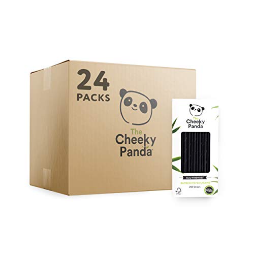 The Cheeky Panda - Bambus Strohhalme - 24x 250 Stück - Farbe: Schwarz - Umweltfreundliche & biologisch abbaubare Trinkhalme - Ideal für Drinks, Cocktails & Smoothies von The Cheeky Panda