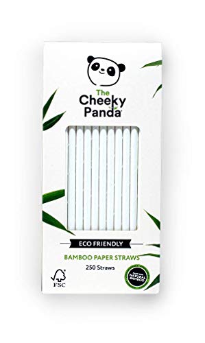 The Cheeky Panda Bambus Strohhalme Papier Weiß | 250 x Cocktail Strohhalme | Stark und Langlebig von The Cheeky Panda