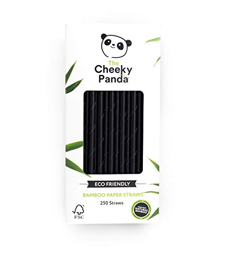The Cheeky Panda Bambus Strohhalme Papier Schwarz | 250 x Cocktail Strohhalme | Stark und Langlebig von The Cheeky Panda