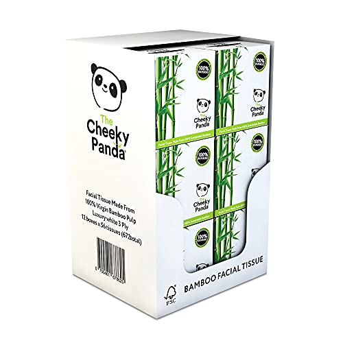 The Cheeky Panda Kosmetiktücher Box (672 Kosmetiktücher) – 12 x Tücherbox Großpackung 3-lagig Taschentücher aus nachhaltigem Bambus hergestellt von The Cheeky Panda
