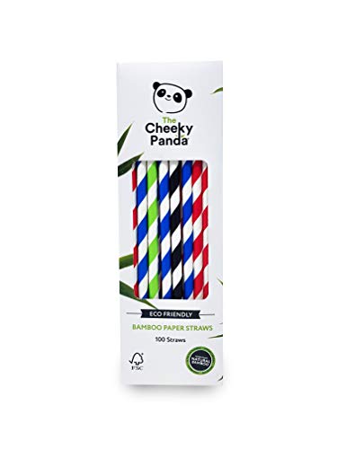 The Cheeky Panda Bambus Strohhalme Papier Bunte | 100 x Cocktail Strohhalme | Stark und Langlebig von The Cheeky Panda