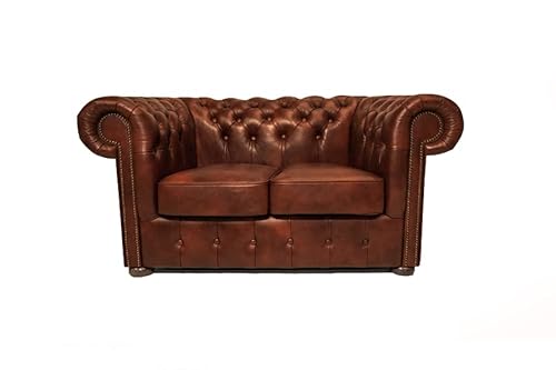 Chesterfield Sofa Class - The Chesterfield Brand | 2 Sitzer Sofa | 100% Leder, handgefertigt, Original Chesterfield | Breite 150 cm | Cloudy Karamell von Chesterfield