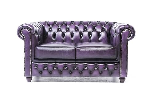 Chesterfield Sofa Brighton - The Brand | 2 Sitzer | 100% Leder, handgefertigt, Original Breite 150 cm (Antik Violett) von Chesterfield