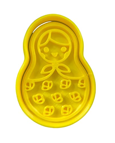 The Cookie Cutter Hub Matroschka-Puppe mit kleinen Blumen, 10 cm, Ausstechform und passender Prägung für Plätzchen, Kekse, Ton, Backdekoration von The Cookie Cutter Hub