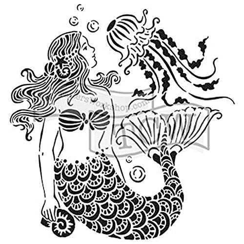 The Crafters Workshop 330676 Mermaid Dreams Schablone, Synthetisches Matrial, durchsichtig, 18 x 16 x 0.1 cm von The Crafter's Workshop