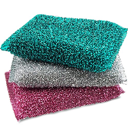 Schwämme für Geschirr (3 Stück) – kratzfester Küchenscheuerschwamm, robuster Reinigungsschrubber – Alternative für Geschirrtücher – hergestellt in Korea von The Crown Choice