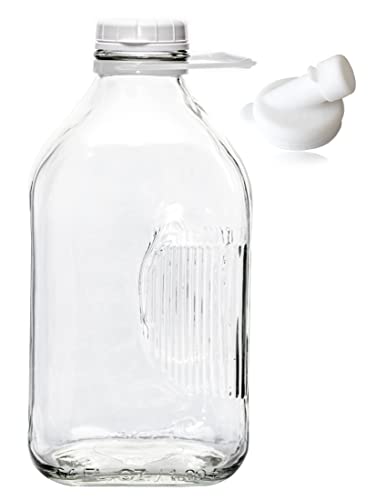 The Dairy Shoppe Milchflasche aus schwerem Glas mit extra Deckel und Ausgießer, 1,8 l Fassungsvermögen von The Dairy Shoppe