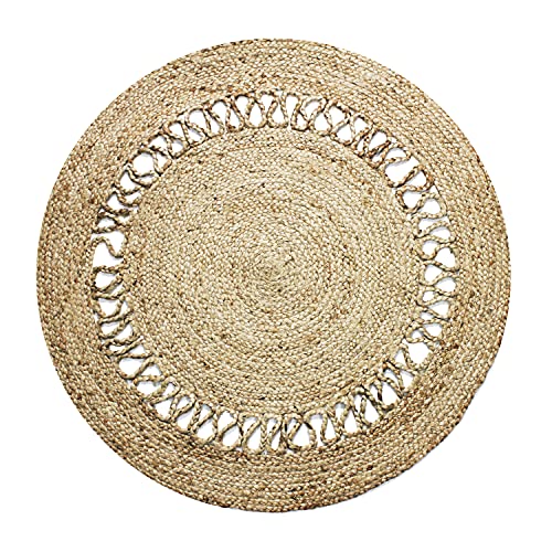 The Deco Factory Funny Jute – Teppich, rund, Jute, Wellenform, Natur, Durchmesser 120 cm von Thedecofactory