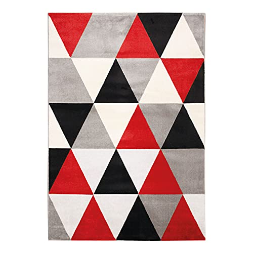 Teppich, Wolle, Motiv Dreiecke, 150 x 220 cm, Rot von Thedecofactory