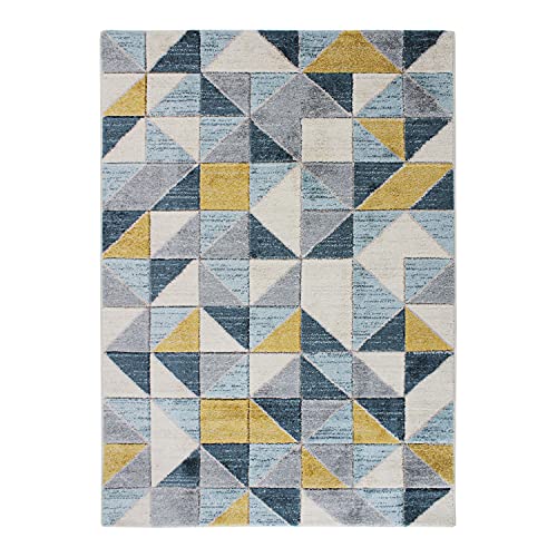 Teppich in Wolloptik, quadratisch, 120 x 170 cm, Blau/Gelb von Thedecofactory
