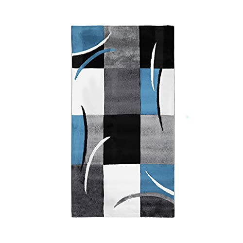 Teppich mit abstrakten Motiven, 80 x 150 cm, Blau von Thedecofactory