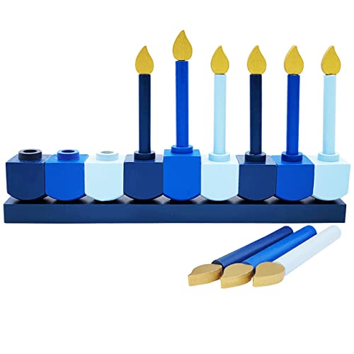 Chanukkah Kinder Chanukah Menora aus Holz mit abnehmbaren Kerzen von The Dreidel Company