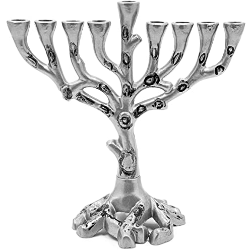 The Dreidel Company Chanukkah-Menora-Baum des Lebens, Zinn-Finish für Chanukah, passend für die meisten Standard-Kerzen von The Dreidel Company