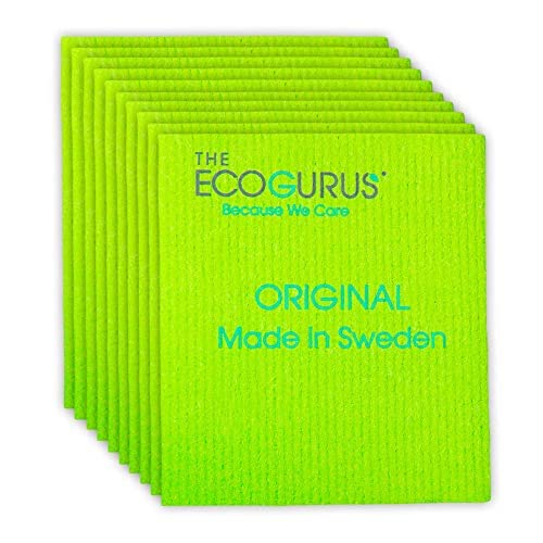The EcoGurus Schwedische Geschirrtücher für die Küche, sehr saugfähige, natürliche schwedische Geschirrtücher, Zellulose-Schwammtuch - Grün von The EcoGurus