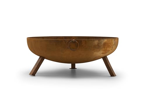 Bombe Feuerbecken Cortenstahl Ø 79 cm – Runde Feuerschale aus 4 mm Stahl – Wetterfest & Standsicher – Rostoptik Feuerstelle für Garten, Terrasse & Camping – Hochwertiges Outdoor Feuerbecken (26 kg) von The Favilla