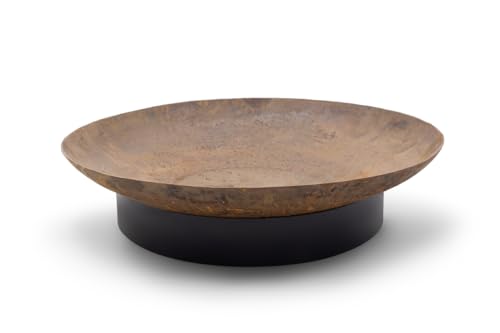 SILIA Feuerkorb aus Cortenstahl mit schwarzem Sockel – Design-Feuerstelle 81×81×20 cm – Moderne Feuerschale für Garten, Terrasse & Balkon – Outdoor Feuerbecken, komplett montiert von The Favilla