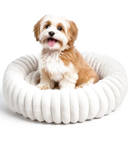 The Fellie Donut Hundebett und Katzenbett für große Hunde, Hundesofa waschbar mit rutschfester Unterseite, rund, Angstwelpenbett, Haustiermatte, beruhigend, orthopädisch, Geschenke und Geschenke für von The Fellie