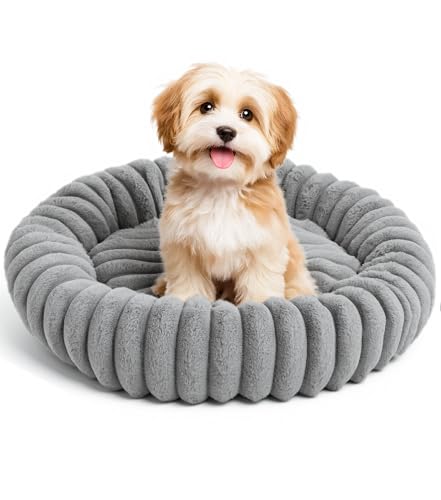 The Fellie Hunde-Donut-Bett und Katzenbetten für große Hunde, Hundesofa waschbar mit rutschfester Unterseite, rund, Angsthaustiermatte, Welpenbett, beruhigend, orthopädisch, Geschenke und Geschenke von The Fellie