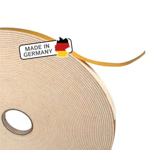 Filzband selbstklebend 5 mm breit, 1,5 mm dick, 5 m lang, weiß, vielseitiger Filzstreifen - Ideal als Dichtungsband für Fenster und Türen oder als Klapperschutz von The Felt Store