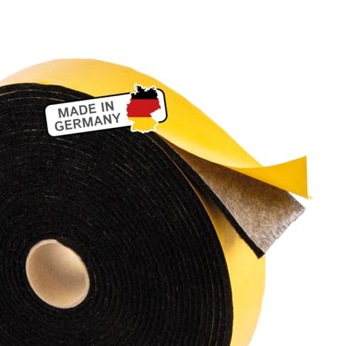 Filzband selbstklebend 50 mm breit, 3 mm dick, 10 m lang, schwarz vielseitiger Filzstreifen - Ideal als Filzgleiter Rolle für Stühle und schwere Möbel von The Felt Store